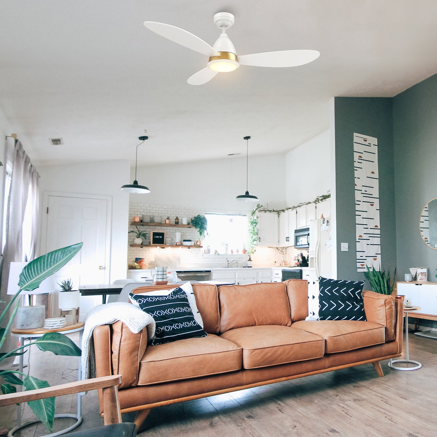 YORK 52 In 3 Blade Smart Ceiling Fan With Integrated LED Lights With Google Home