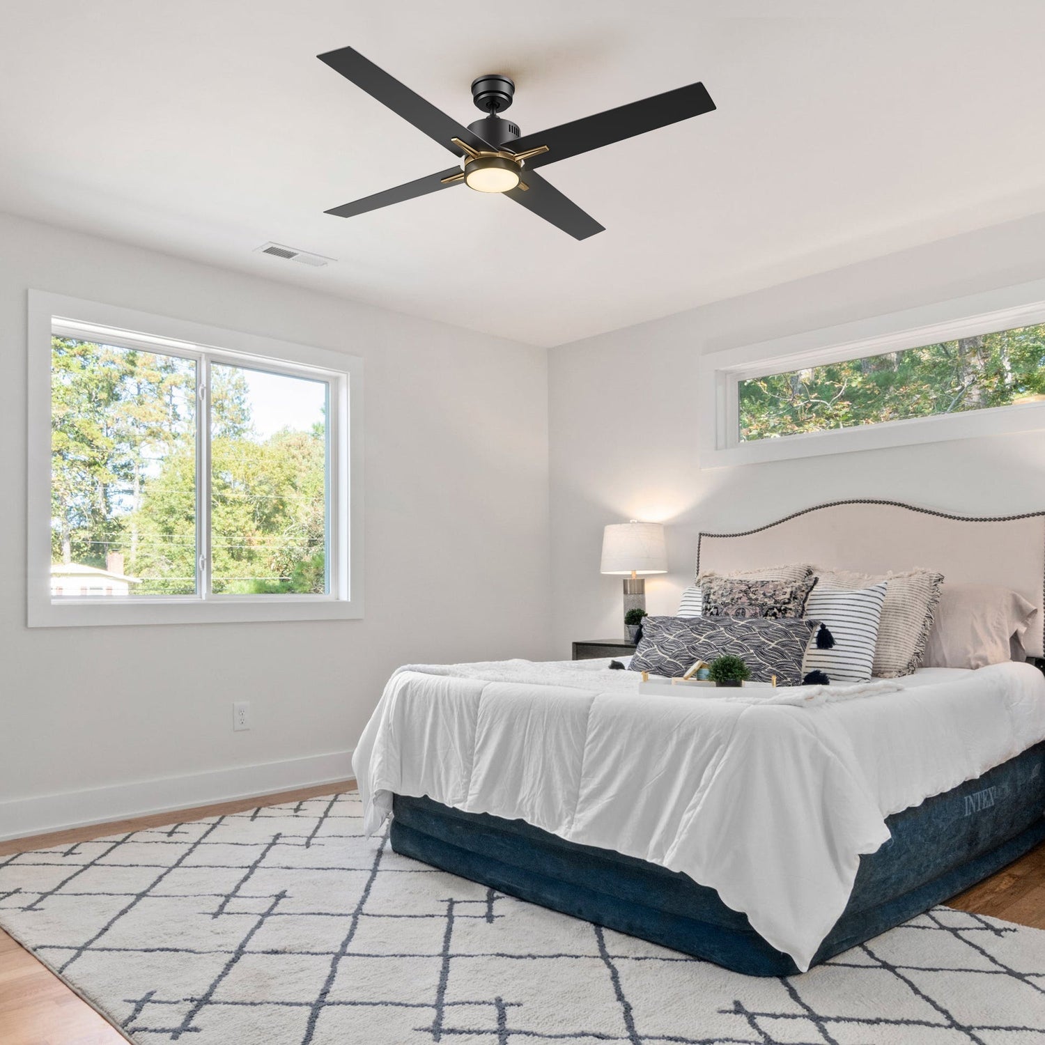 MONTGOMERY 52 In 4 Blade Smart Ceiling Fan With Integrated LED Lights With Google Home