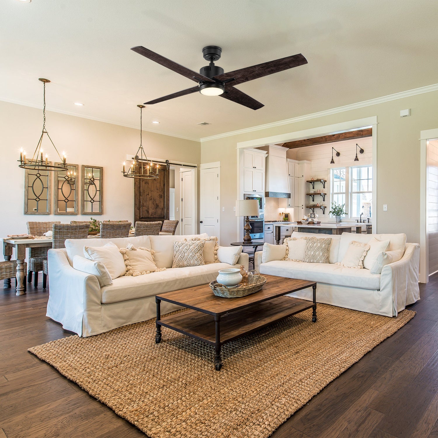 MONTGOMERY 52 In 4 Blade Smart Ceiling Fan With Integrated LED Lights With Google Home