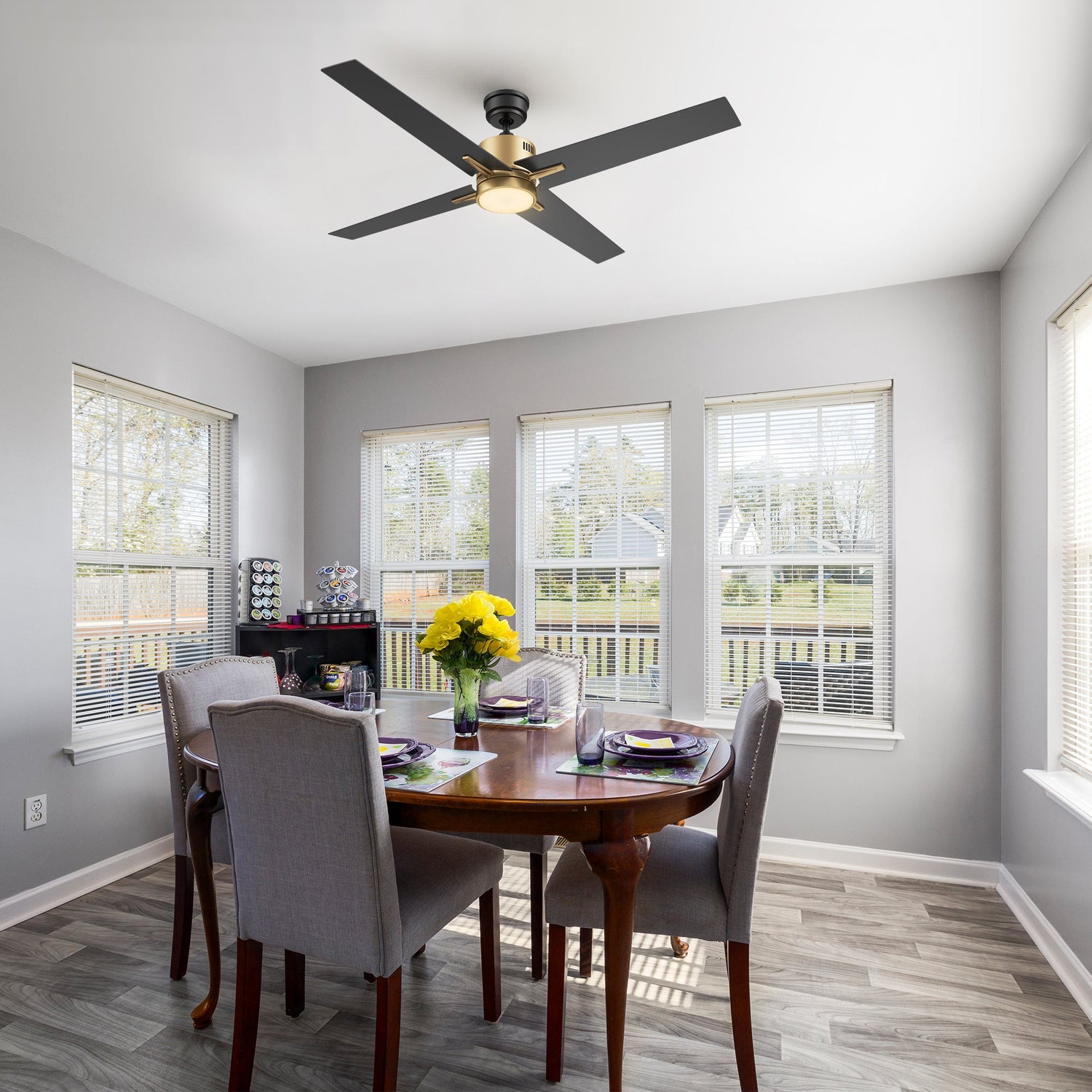MONTGOMERY 52 In 4 Blade Smart Ceiling Fan With Integrated LED Lights With Google Home