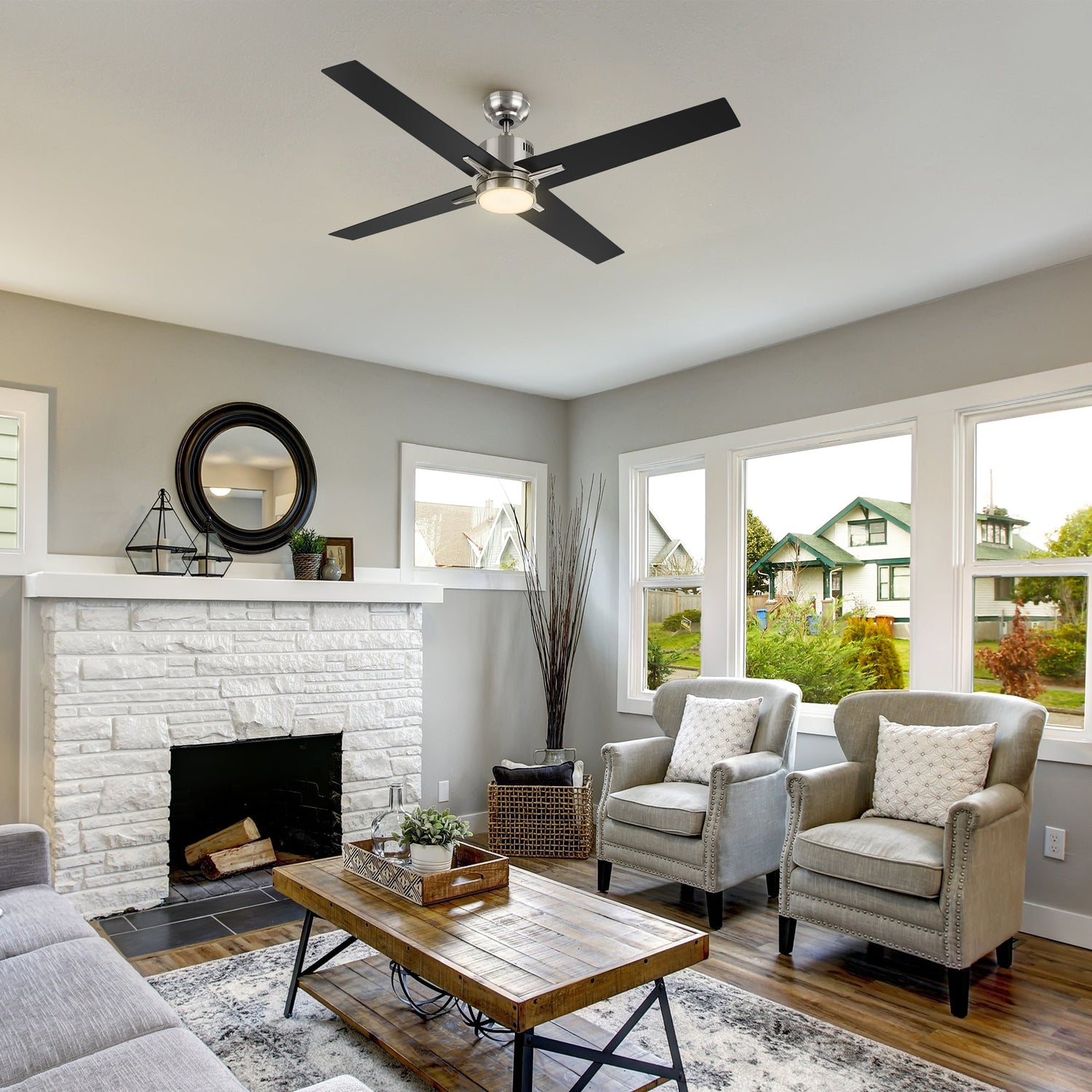 MONTGOMERY 52 In 4 Blade Smart Ceiling Fan With Integrated LED Lights With Google Home