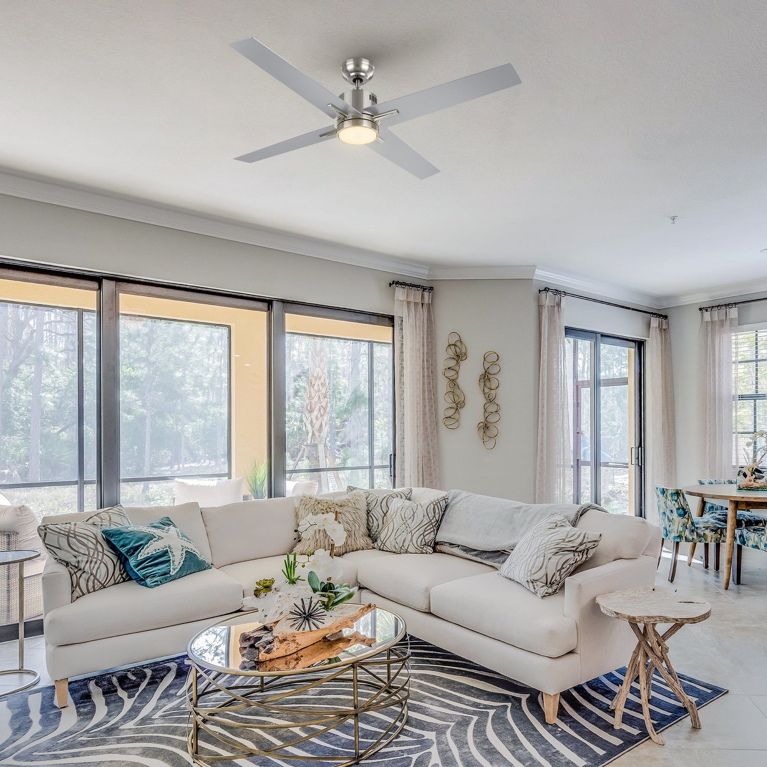 MONTGOMERY 52 In 4 Blade Smart Ceiling Fan With Integrated LED Lights With Google Home