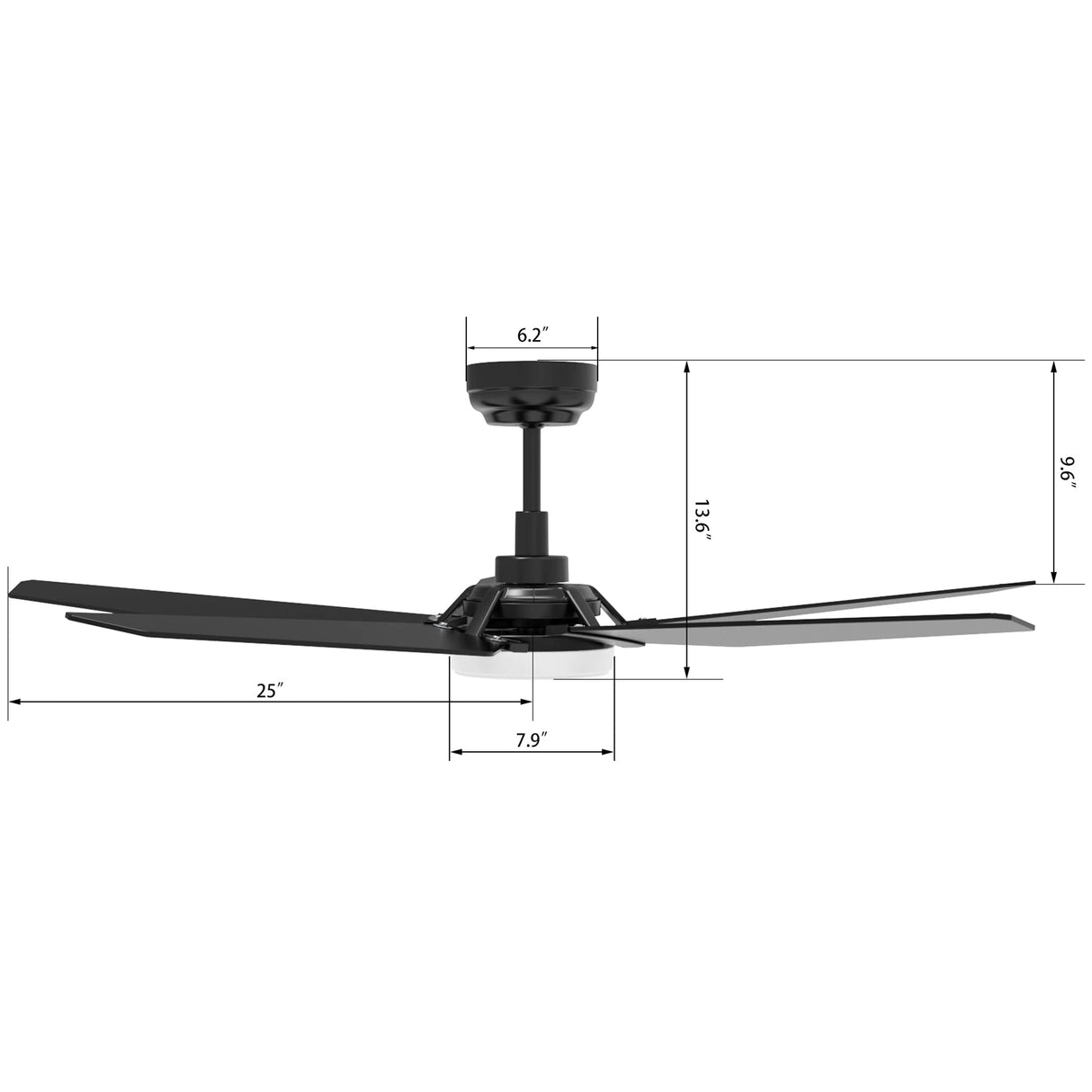 KAJ 52 In 5 Blade Smart Ceiling Fan With Integrated LED Lights With Google Home