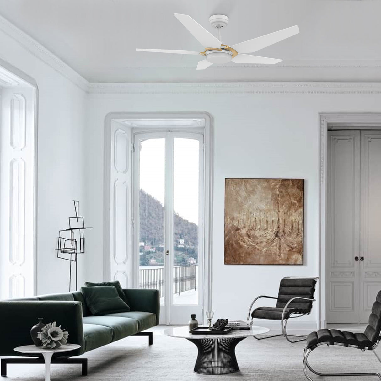 KAJ 52 In 5 Blade Smart Ceiling Fan With Integrated LED Lights With Google Home