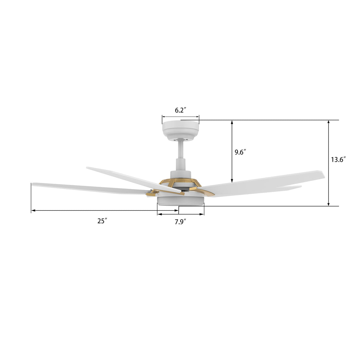 KAJ 52 In 5 Blade Smart Ceiling Fan With Integrated LED Lights With Google Home