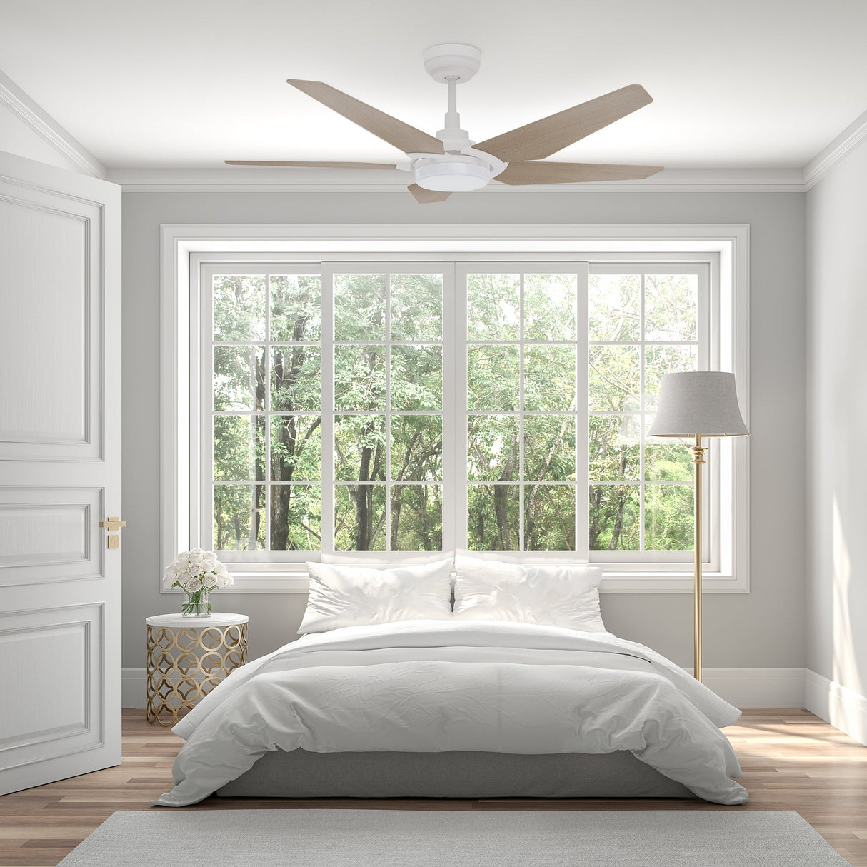 KAJ 52 In 5 Blade Smart Ceiling Fan With Integrated LED Lights With Google Home