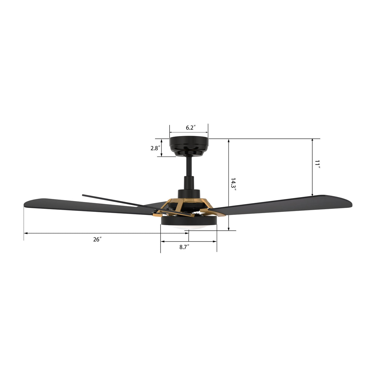 BRISA 52 In 5 Blade Smart Ceiling Fan With Integrated LED Lights With Google Home