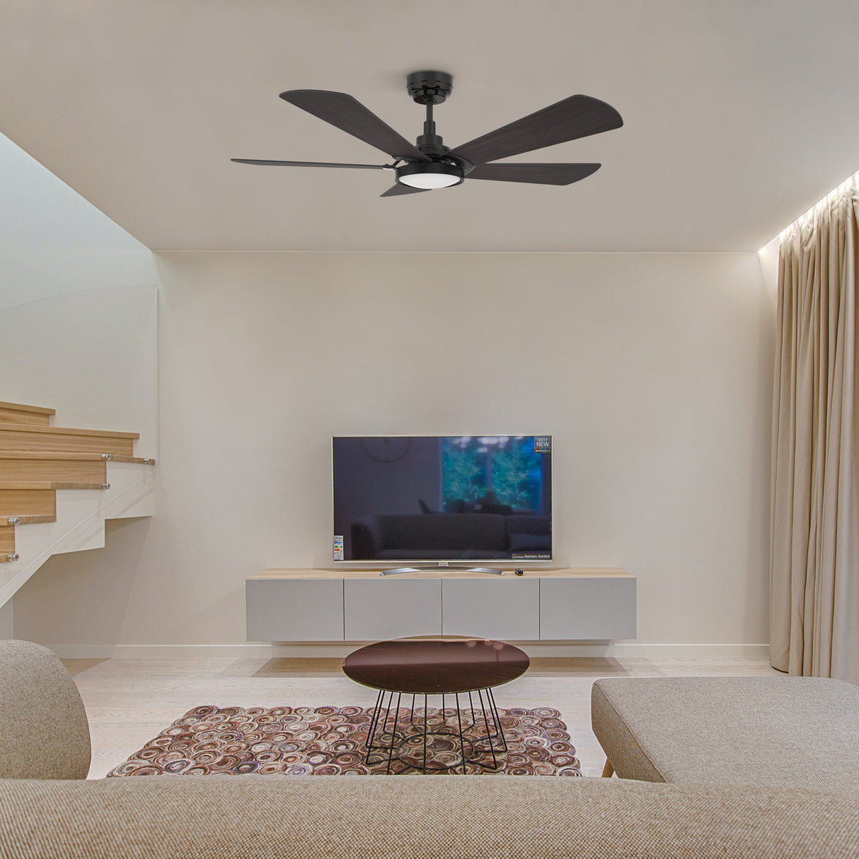 BRISA 52 In 5 Blade Smart Ceiling Fan With Integrated LED Lights With Google Home