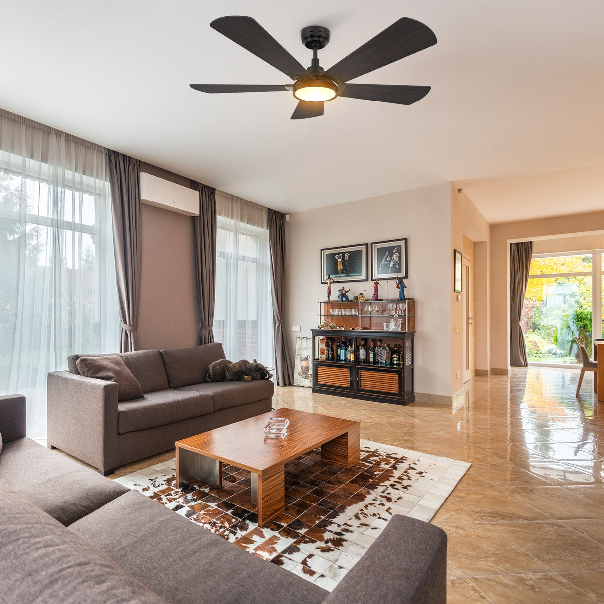 BRISA 52 In 5 Blade Smart Ceiling Fan With Integrated LED Lights With Google Home