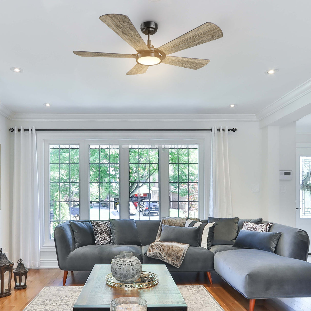 BRISA 52 In 5 Blade Smart Ceiling Fan With Integrated LED Lights With Google Home