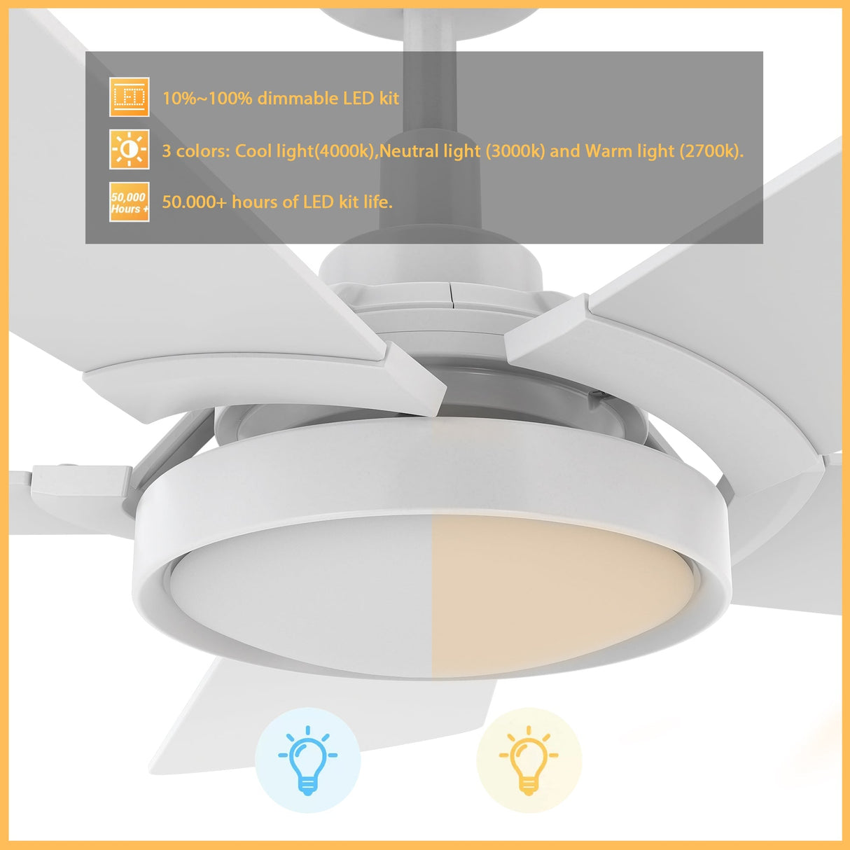 BRISA 52 In 5 Blade Smart Ceiling Fan With Integrated LED Lights With Google Home