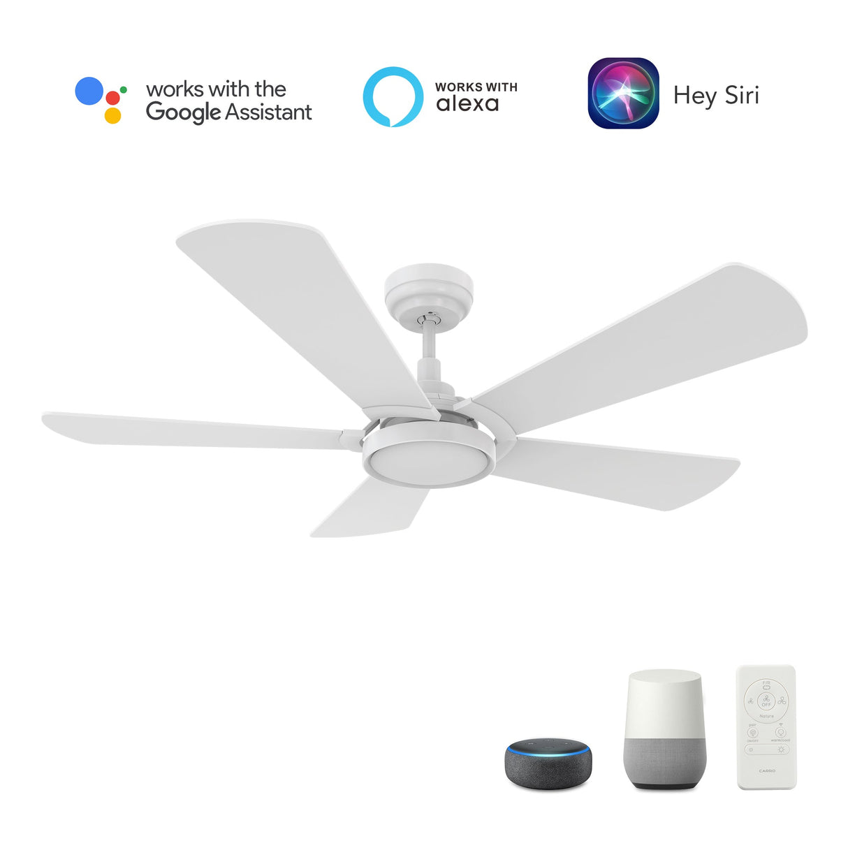 BRISA 52 In 5 Blade Smart Ceiling Fan With Integrated LED Lights With Google Home
