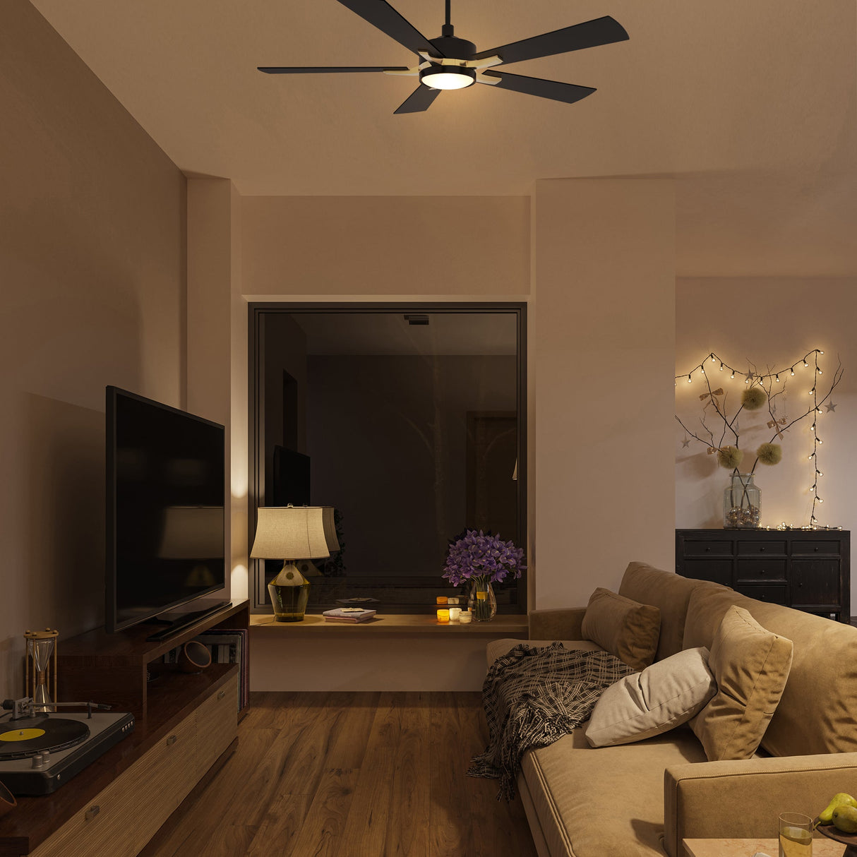APPLETON 56 In 5 Blade Smart Ceiling Fan With Integrated LED Lights With Google Home