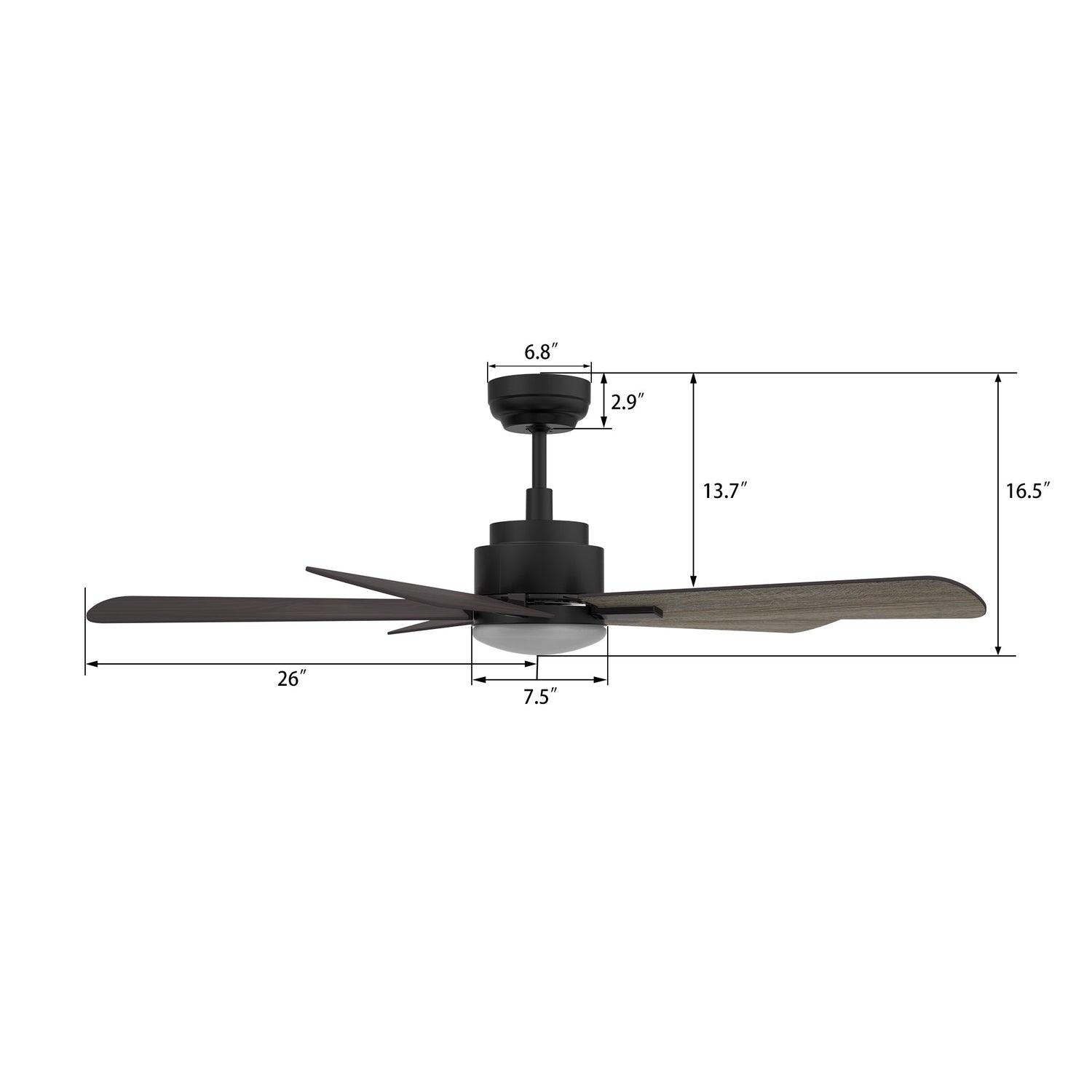 OLINDA 52 In 5 Blade Smart Ceiling Fan With Integrated LED Lights With Google Home