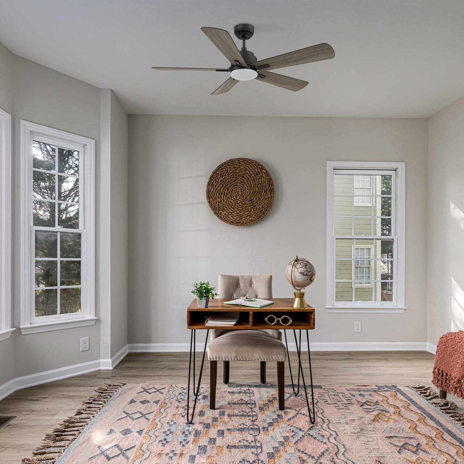 OLINDA 52 In 5 Blade Smart Ceiling Fan With Integrated LED Lights With Google Home