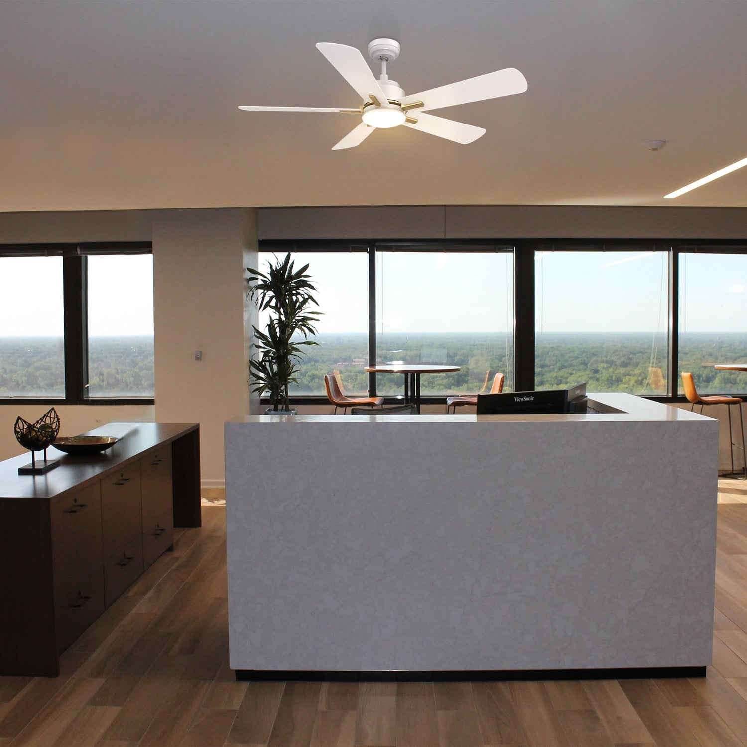 OLINDA 52 In 5 Blade Smart Ceiling Fan With Integrated LED Lights With Google Home