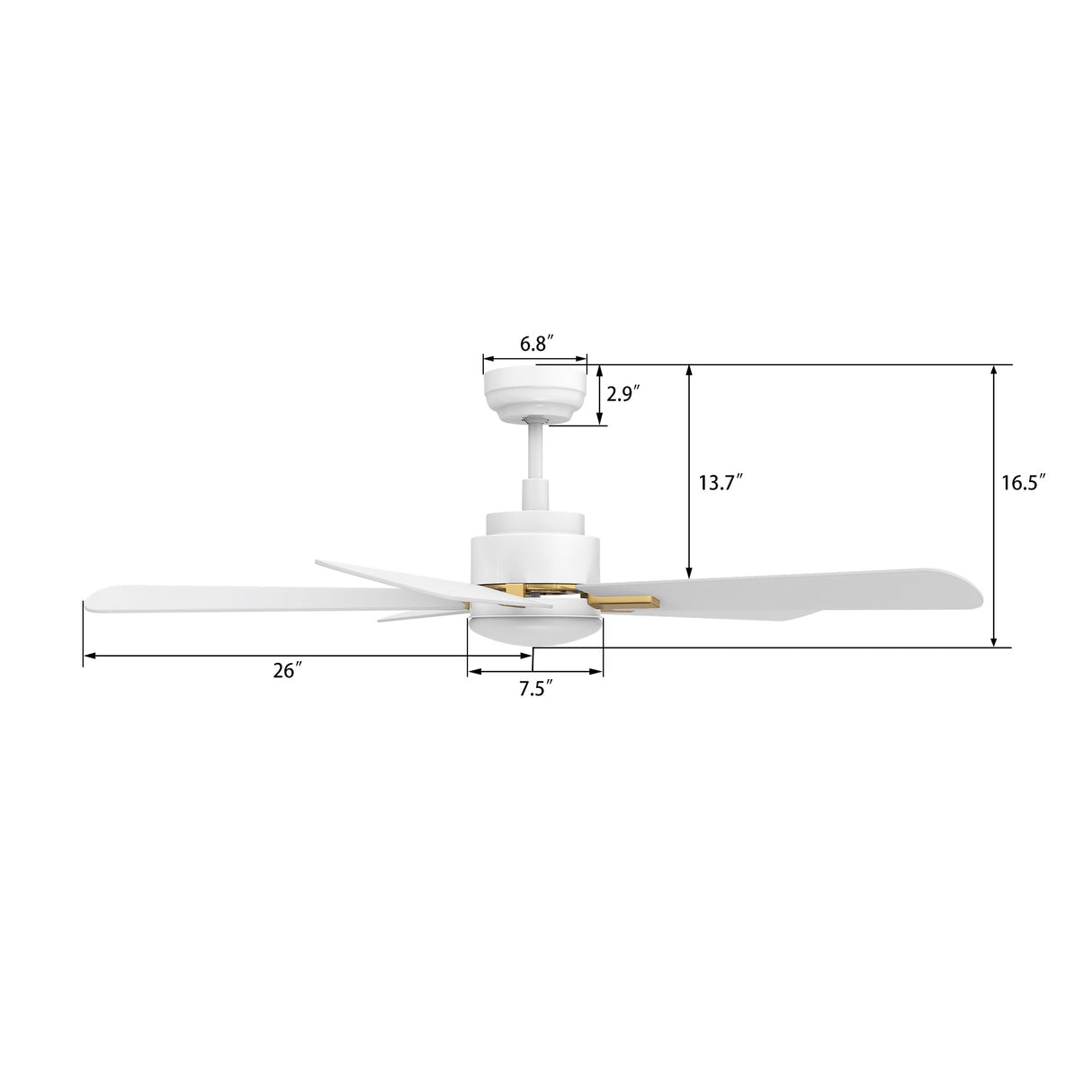 OLINDA 52 In 5 Blade Smart Ceiling Fan With Integrated LED Lights With Google Home