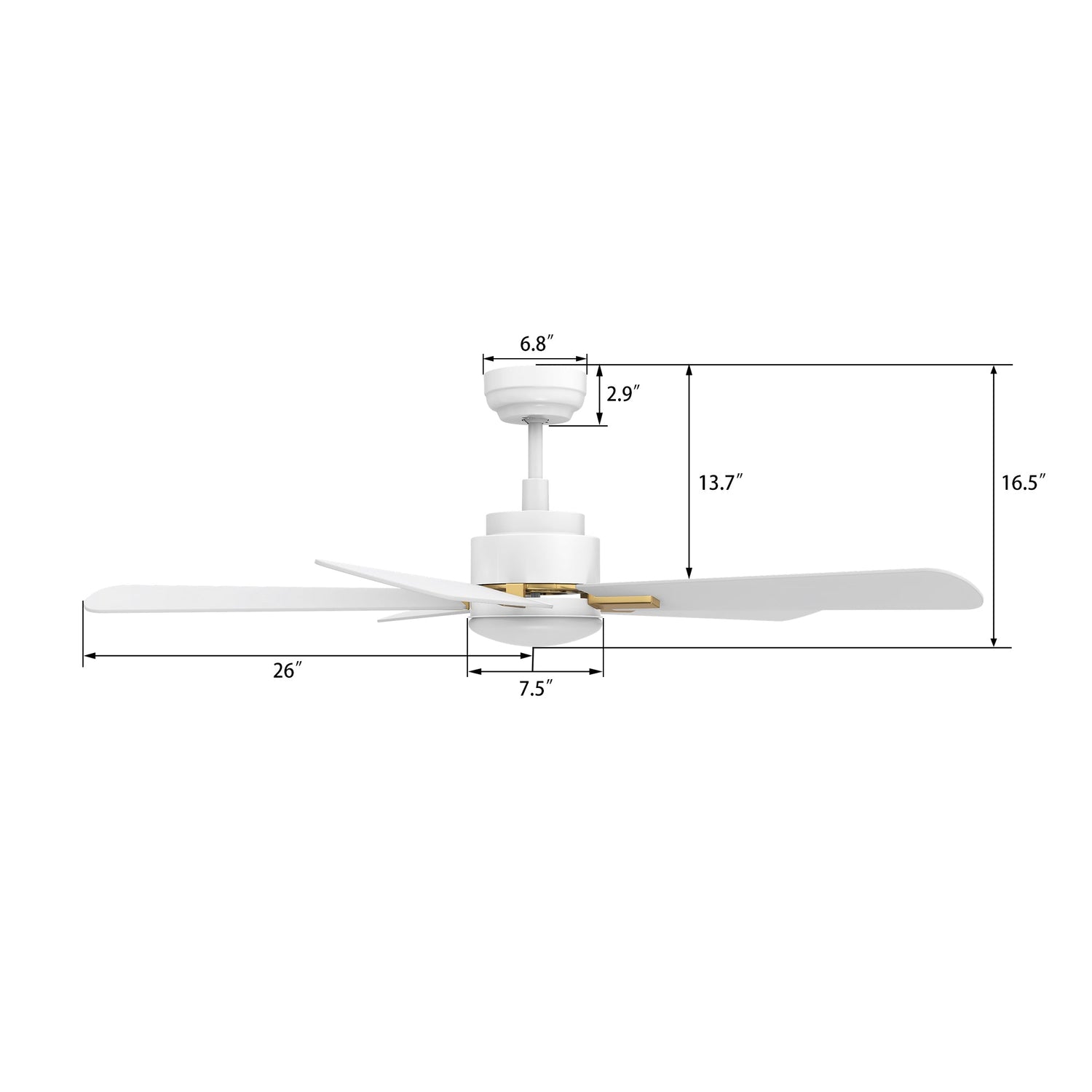 OLINDA 52 In 5 Blade Smart Ceiling Fan With Integrated LED Lights With Google Home