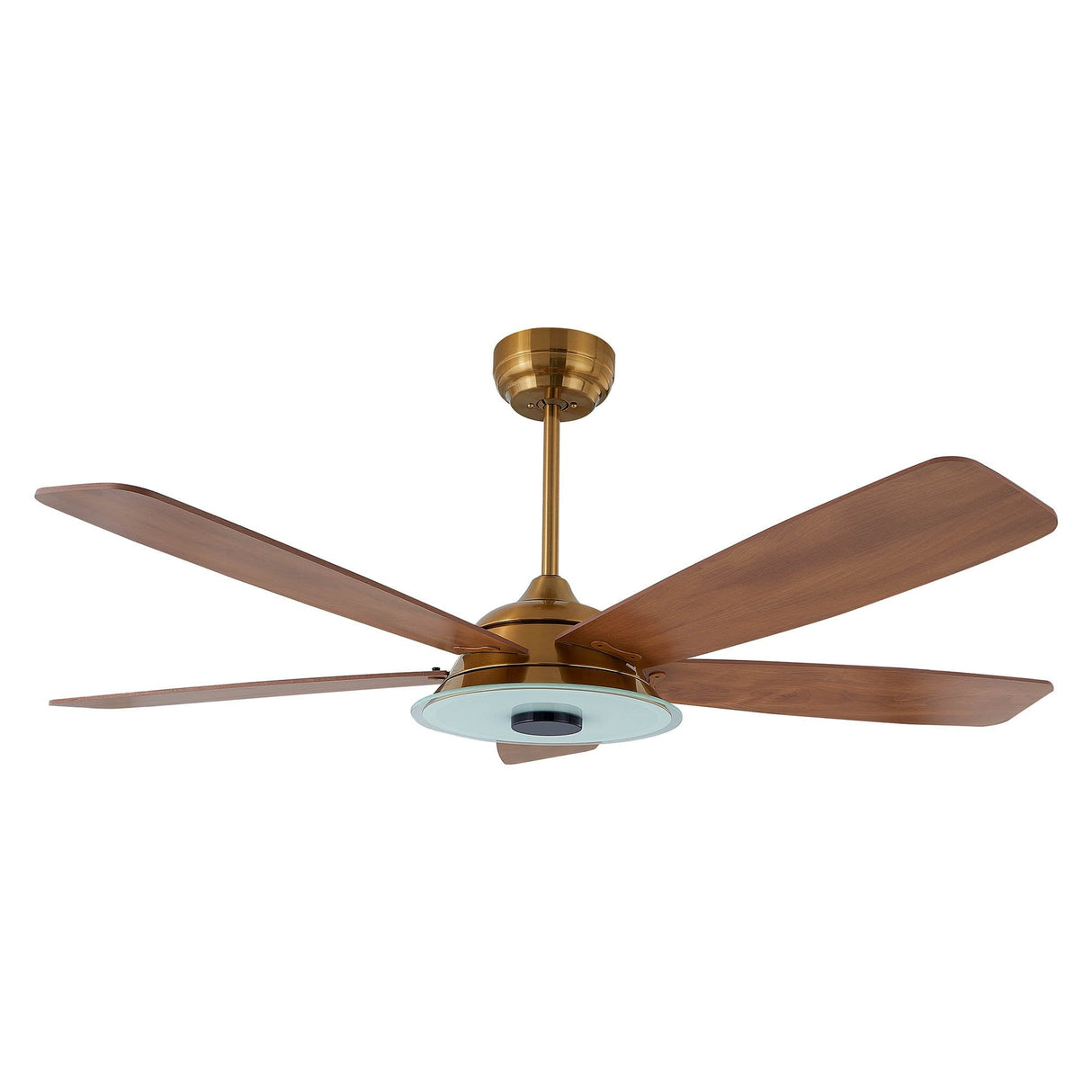 Journey 52 Inch 5 Blade Smart Ceiling Fan With Led Light Kit Remote Gold Wood Grain