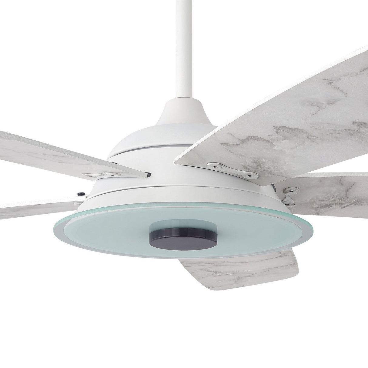 Journey 52 Inch 5 Blade Smart Ceiling Fan With Led Light Kit Remote White Marble Pattern