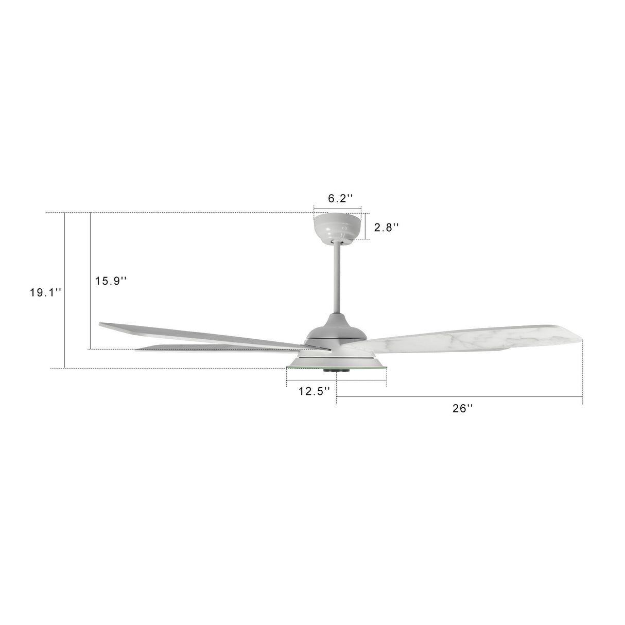 Journey 52 Inch 5 Blade Smart Ceiling Fan With Led Light Kit Remote White Marble Pattern