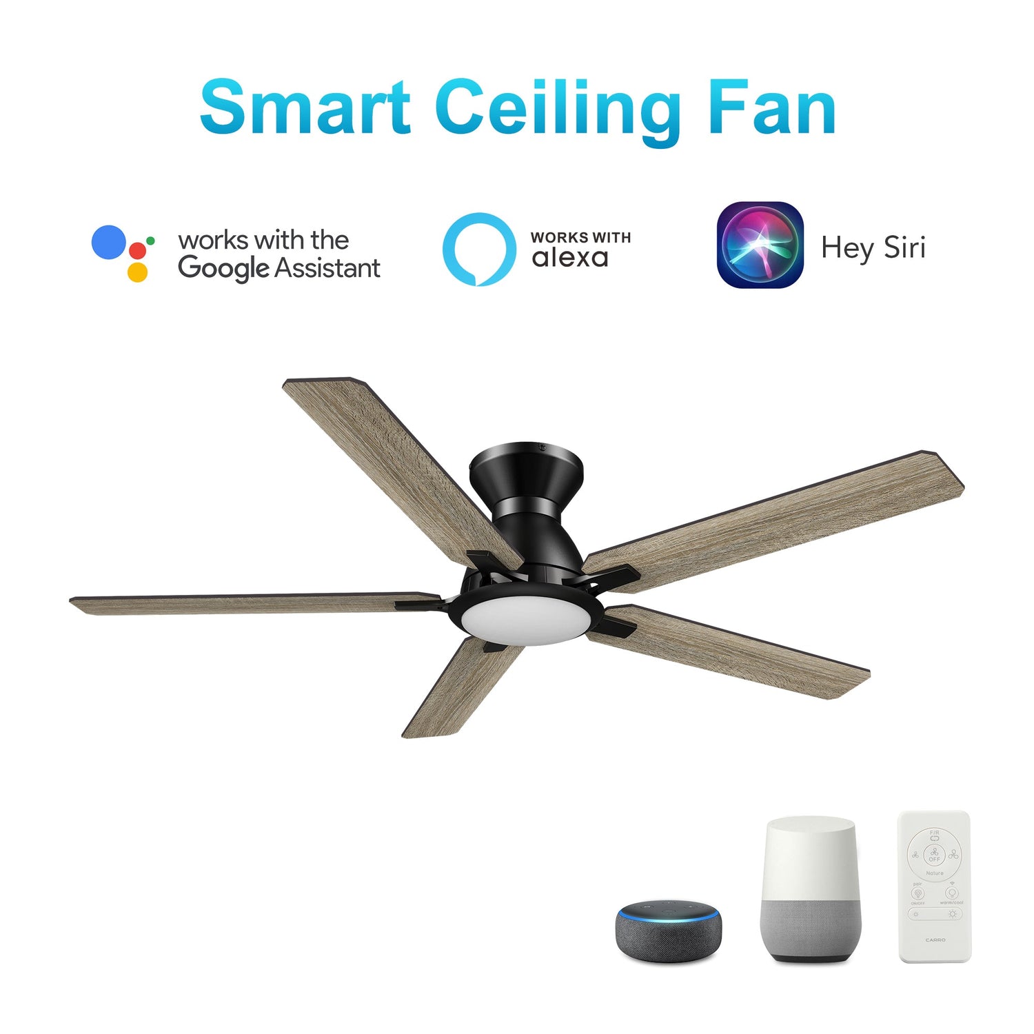 ESPEAR 52 In 5 Blade Smart Ceiling Fan With Integrated LED Lights With Google Home