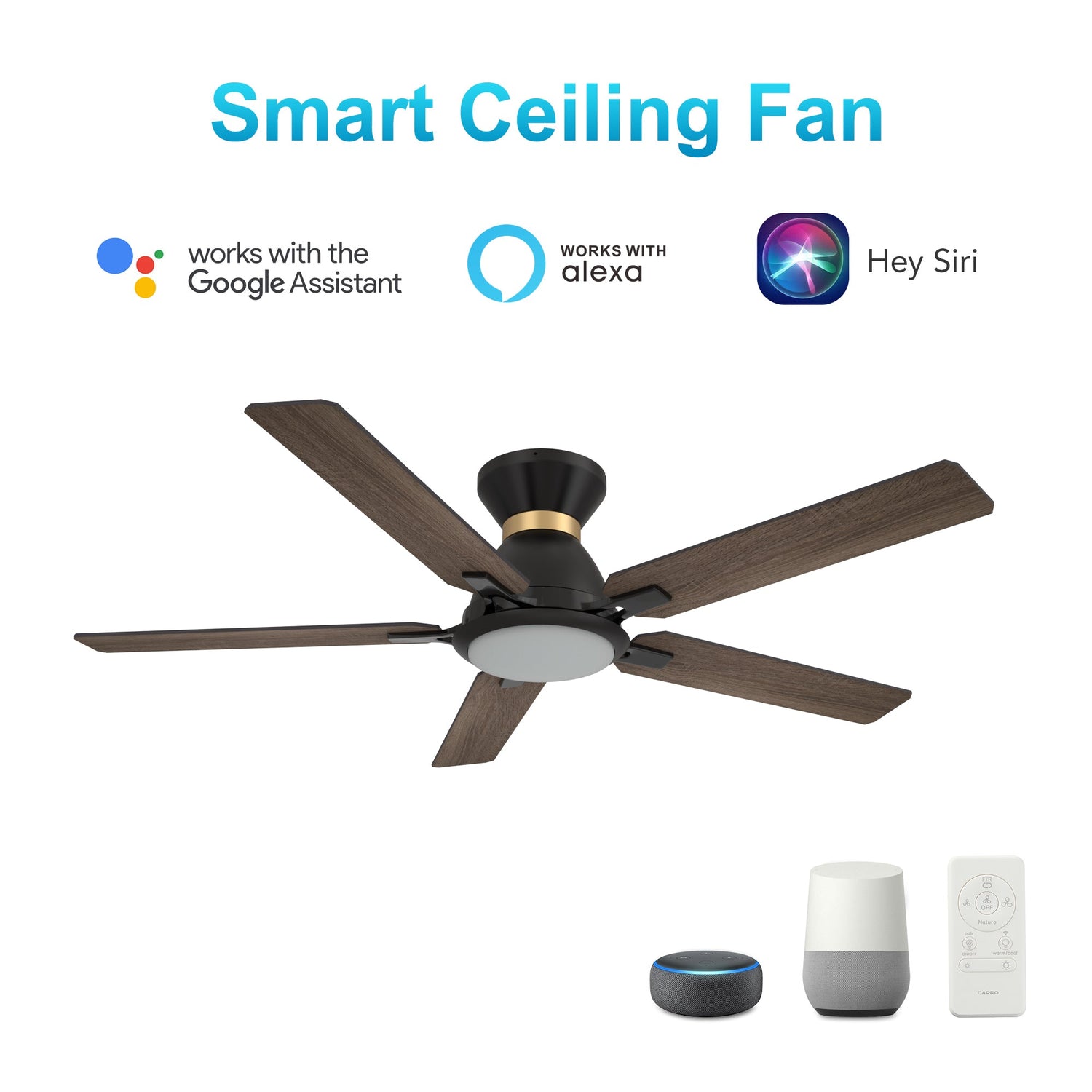 ESPEAR 52 In 5 Blade Smart Ceiling Fan With Integrated LED Lights With Google Home