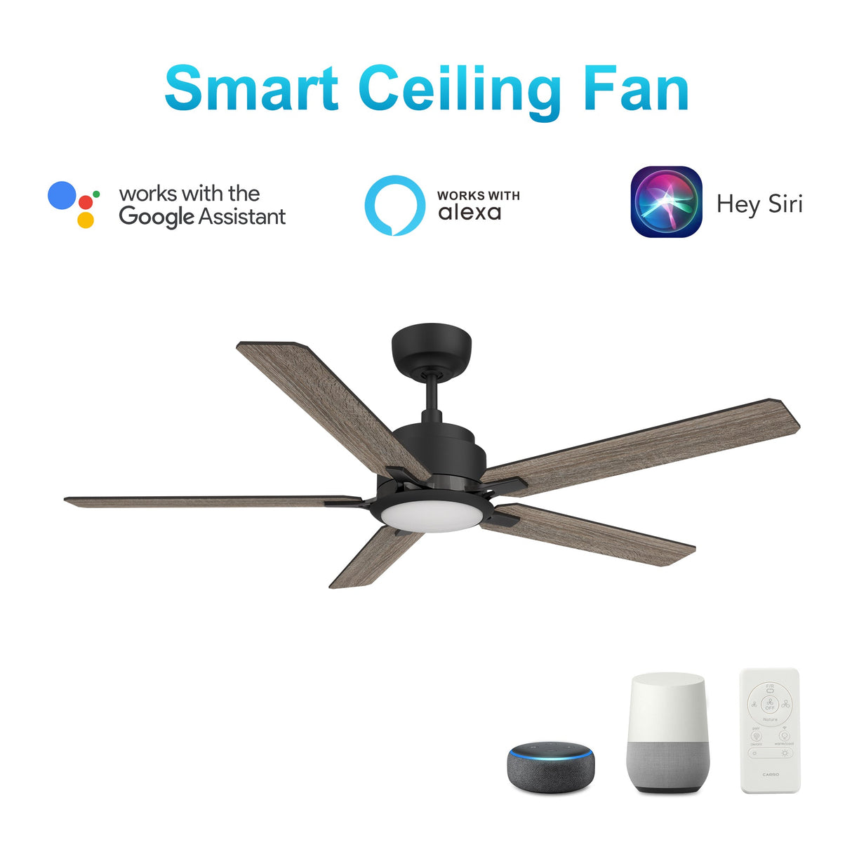ESPEAR 52 inch 5-Blade Smart Ceiling Fan with LED Light & Remote