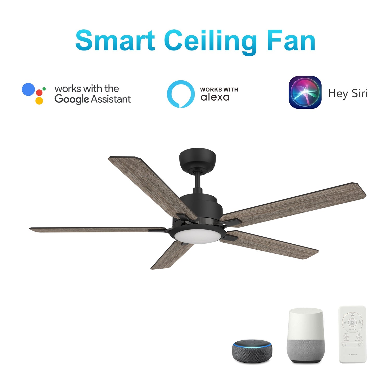 ESPEAR 52 inch 5-Blade Smart Ceiling Fan with LED Light & Remote