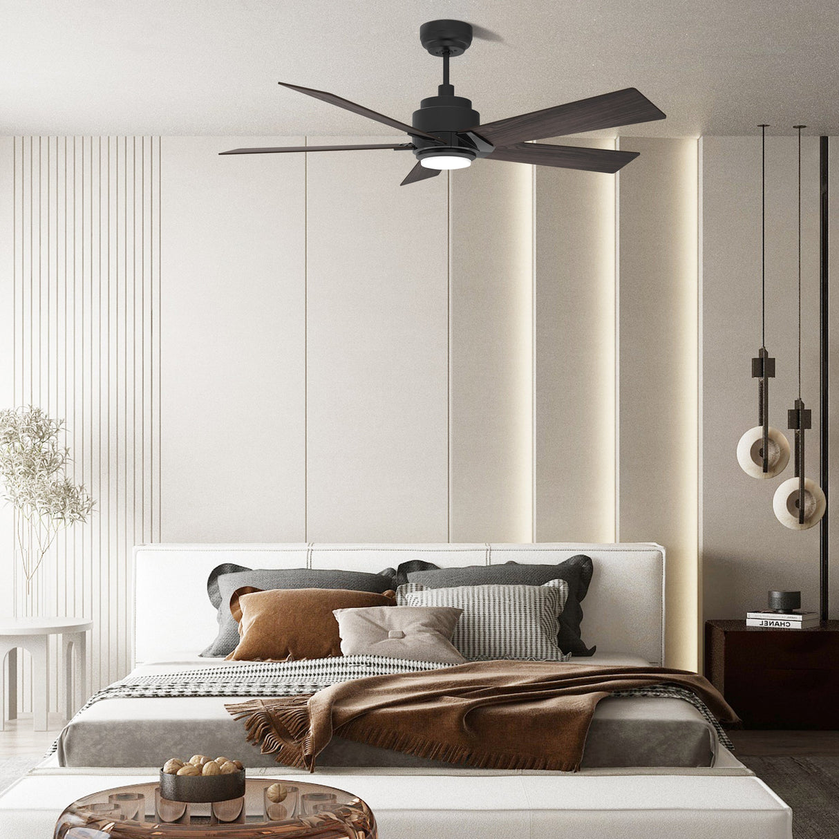 ASCENDER 52 In 5 Blade Smart Ceiling Fan With Integrated LED Lights With Google Home