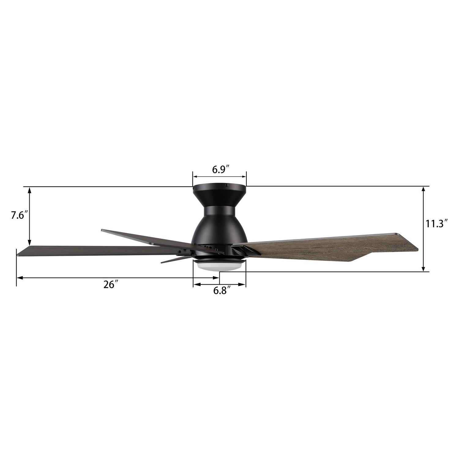 Ascender 52 Inch 5 Blade Flush Mount Smart Ceiling Fan With Led Light Remote Control Black Black Gold Rim
