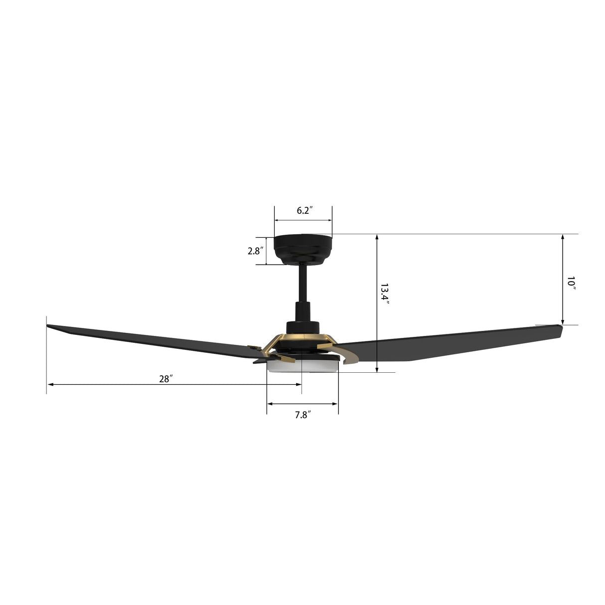 KAJ 56 In 3 Blade Smart Ceiling Fan With Integrated LED Lights With Google Home