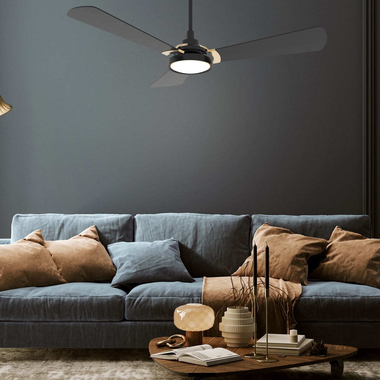 BRISA 56 In 3 Blade Smart Ceiling Fan With Integrated LED Lights With Google Home