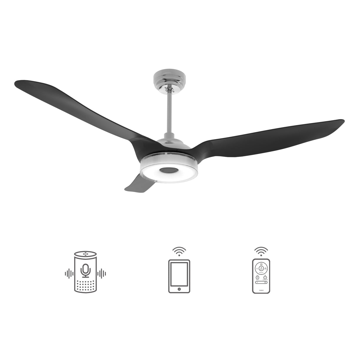 Fletcher 56 Inch 3 Blade Smart Ceiling Fan With Led Light Kit Remote Silver Black