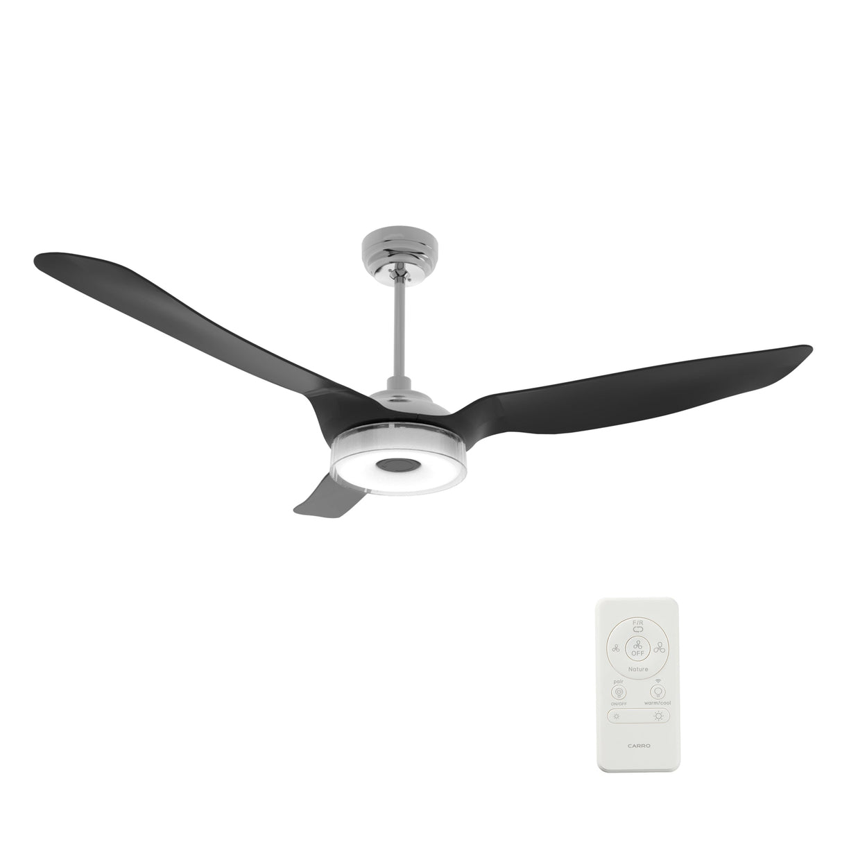 Fletcher 56 Inch 3 Blade Smart Ceiling Fan With Led Light Kit Remote Silver Black