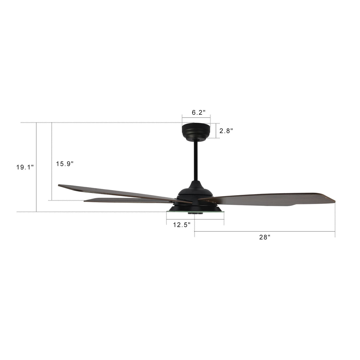 Journey 56 Inch 5 Blade Smart Ceiling Fan With Led Light Kit Remote Black Dark Wood Grain