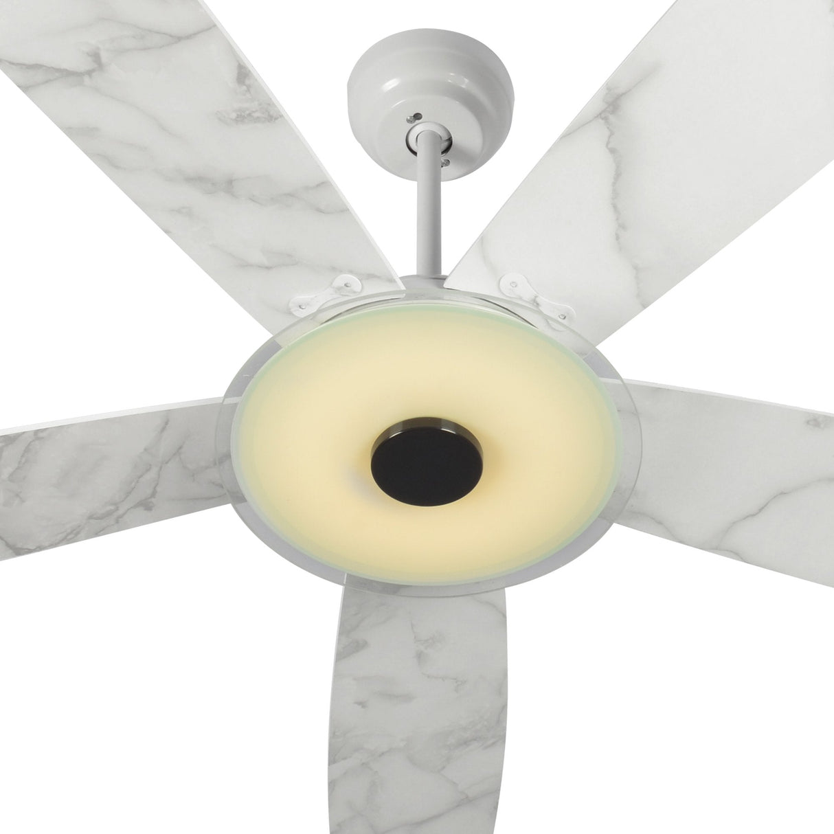 Journey 56 Inch 5 Blade Smart Ceiling Fan With Led Light Kit Remote White Marble Pattern