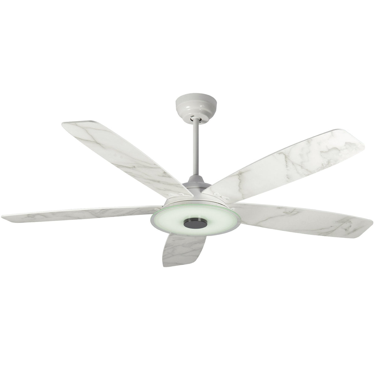Journey 56 Inch 5 Blade Smart Ceiling Fan With Led Light Kit Remote White Marble Pattern