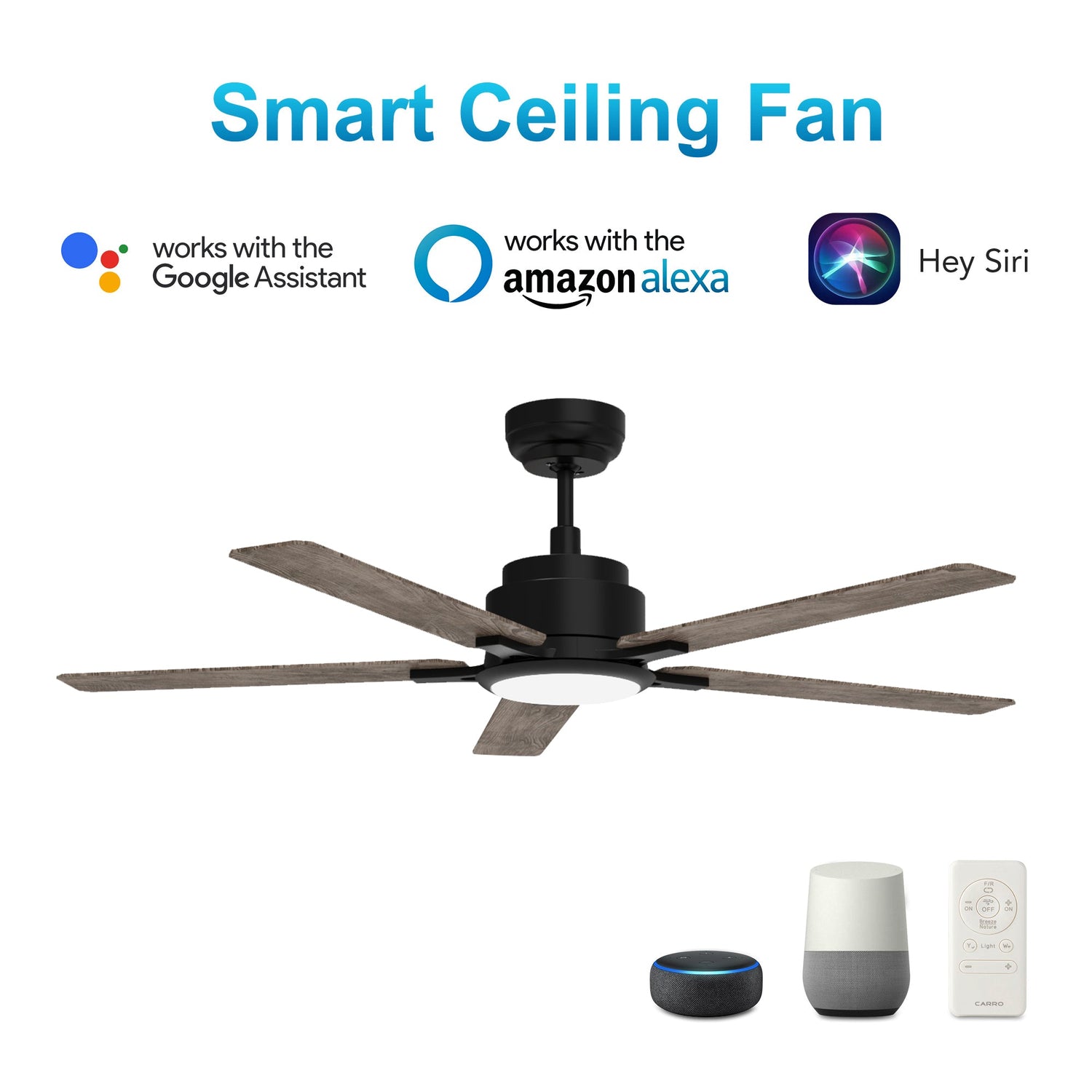 ESPEAR 56 In 5 Blade Smart Ceiling Fan With Integrated LED Lights With Google Home