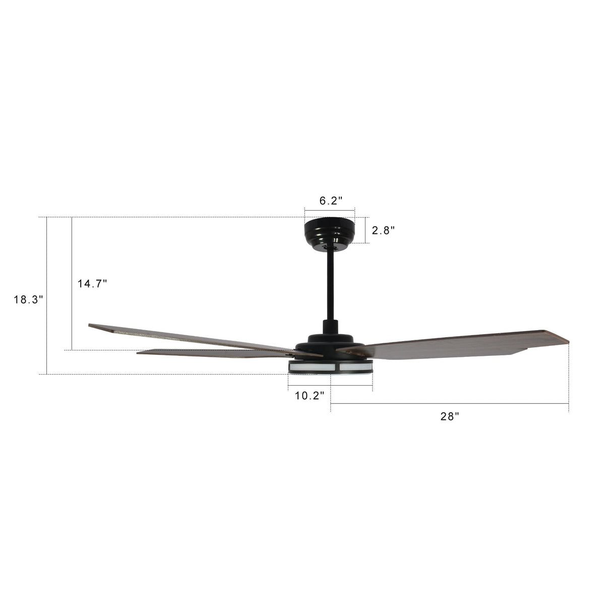 Elira 56 5 Blade Smart Ceiling Fan With Led Light Kit Remote Black Dark Wood