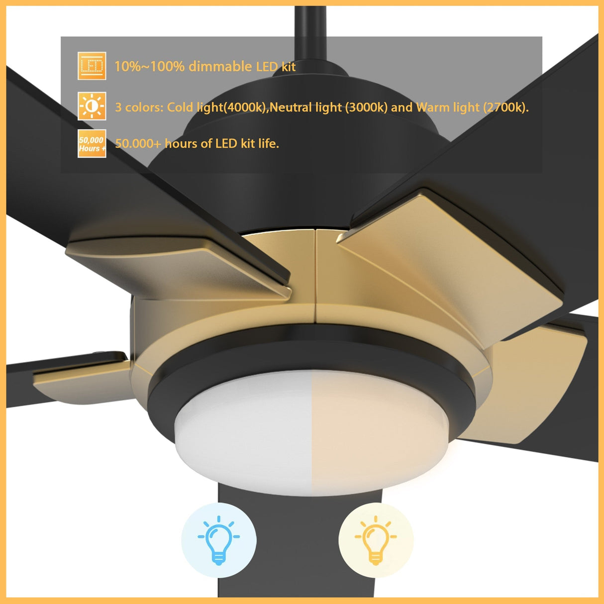 ASCENDER 52 In 5 Blade Smart Ceiling Fan With Integrated LED Lights With Google Home