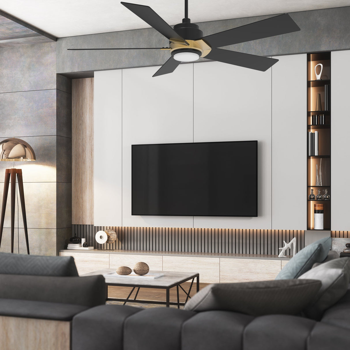 ASCENDER 52 In 5 Blade Smart Ceiling Fan With Integrated LED Lights With Google Home