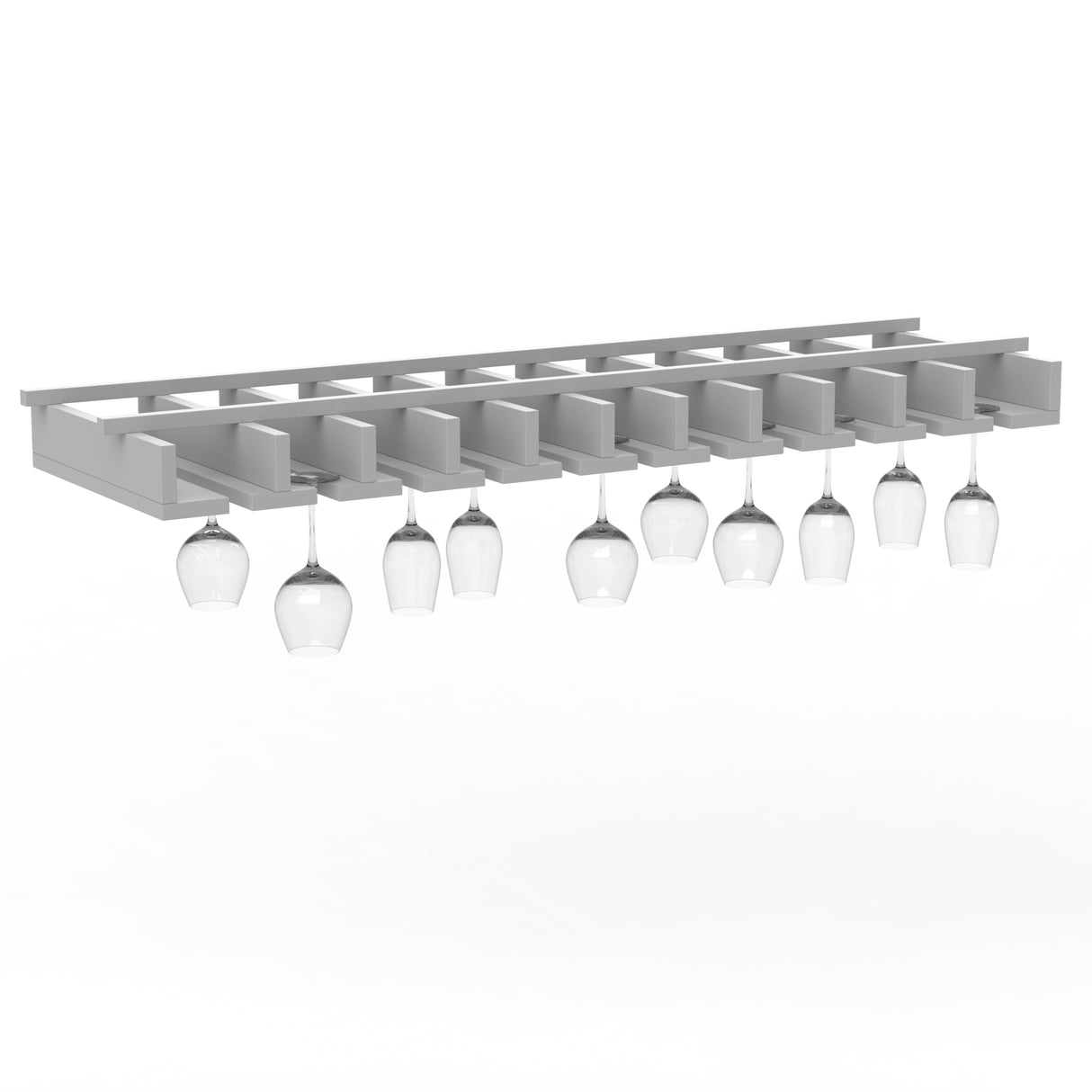 Liberty Shaker Ashen - 34.5 Inch Stem Glass Holder Wall Cabinet - 34.5" Width x 2.75" Height x 10.5" Depth