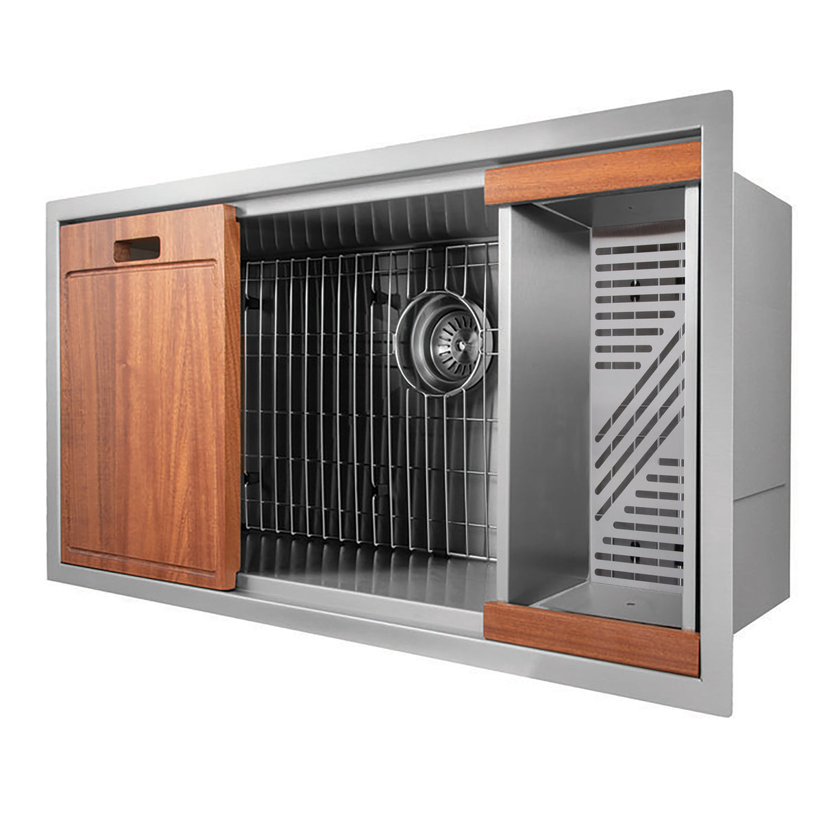 ZLINE 33 in. Garmisch Undermount Single Bowl Stainless Steel Kitchen Sink with Bottom Grid and Accessories (SLS-33)