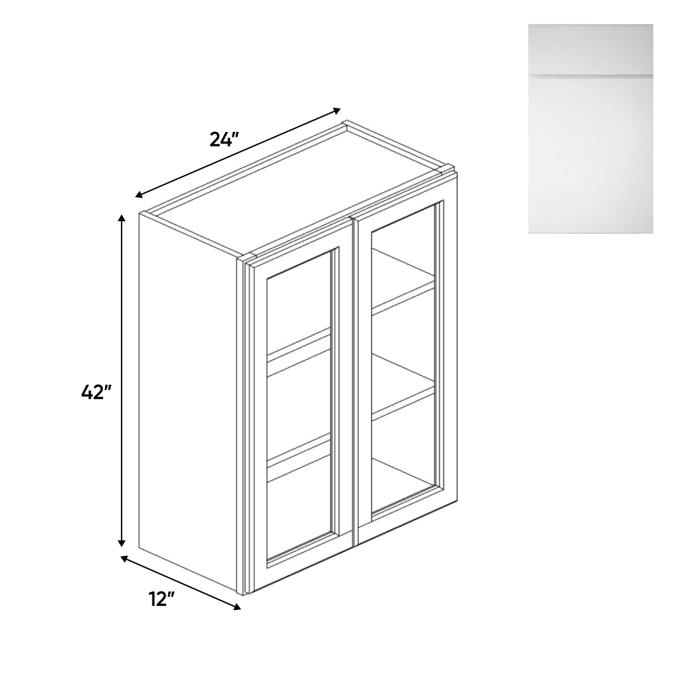Sonoma White - 24 Inch Double Glass Door Wall Cabinet - 24" Width x 42" Height x 12" Depth