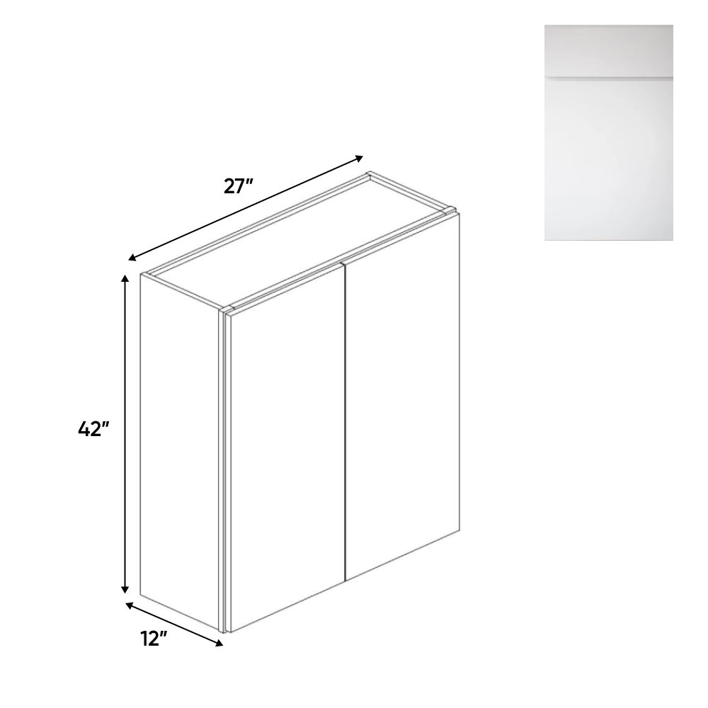 Sonoma White - 27 Inch Height Double Door Wall Cabinet - 27" Width x 42" Height x 12" Depth
