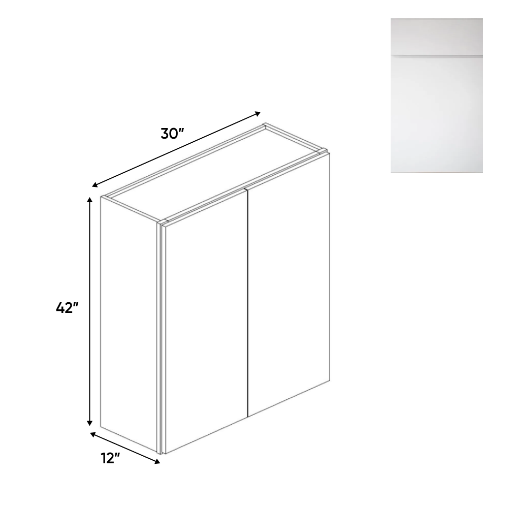 Sonoma White - 30 Inch Height Double Door Wall Cabinet - 30" Width x 42" Height x 12" Depth