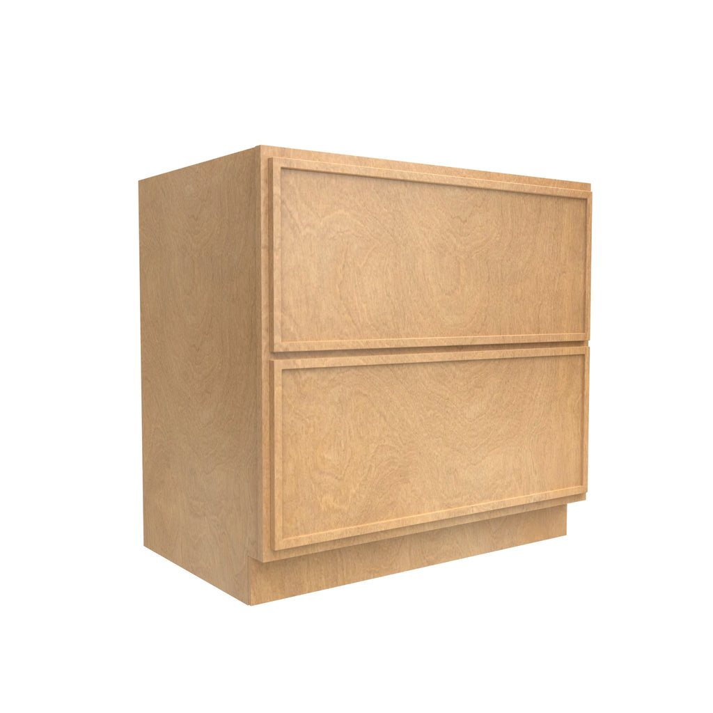 Slim Shaker Karamel - 36 Inch Double Drawer Base Cabinet - 36