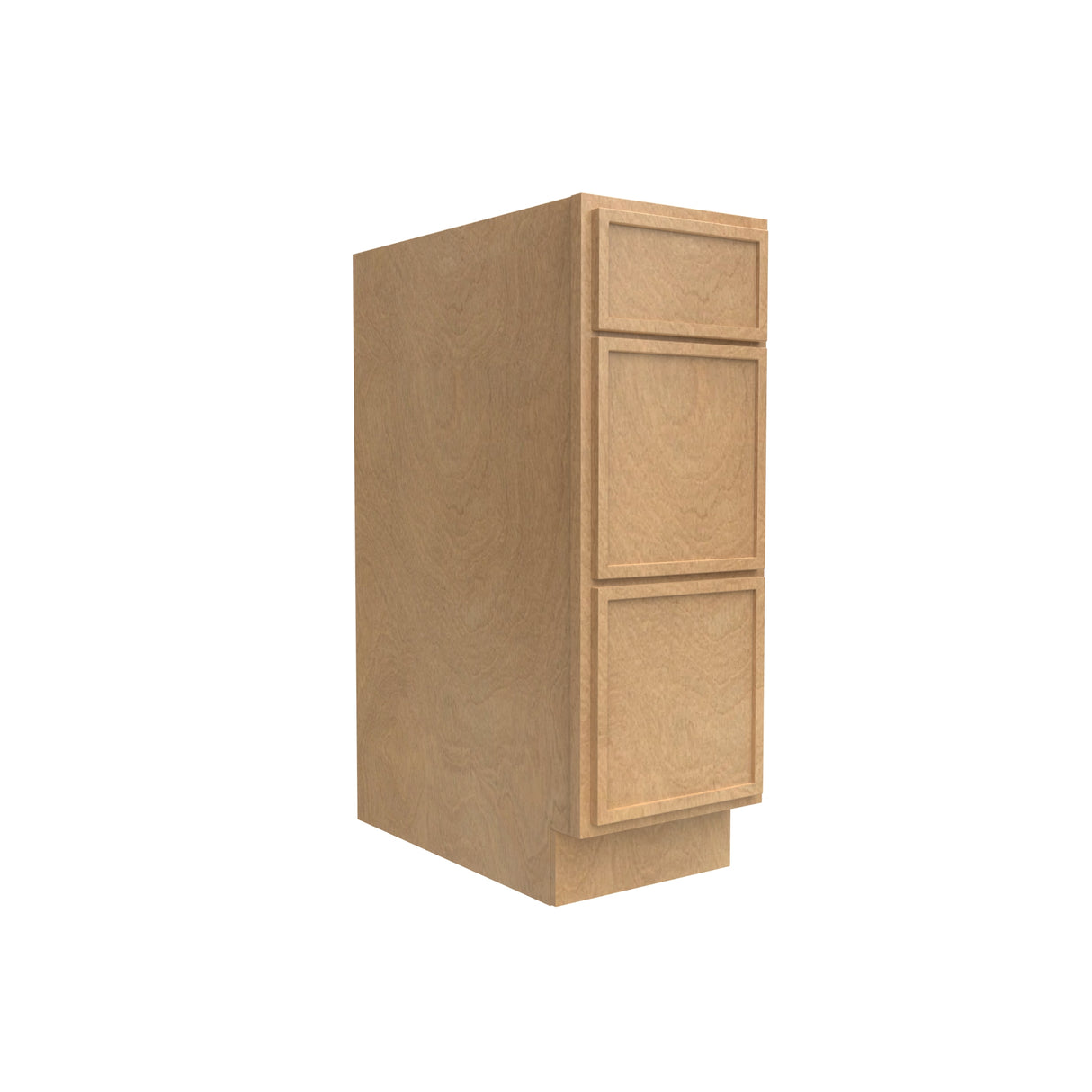 Slim Shaker Karamel - 12 Inch Three Drawer Base Cabinet - 12" Width x 34.5" Height x 24" Depth