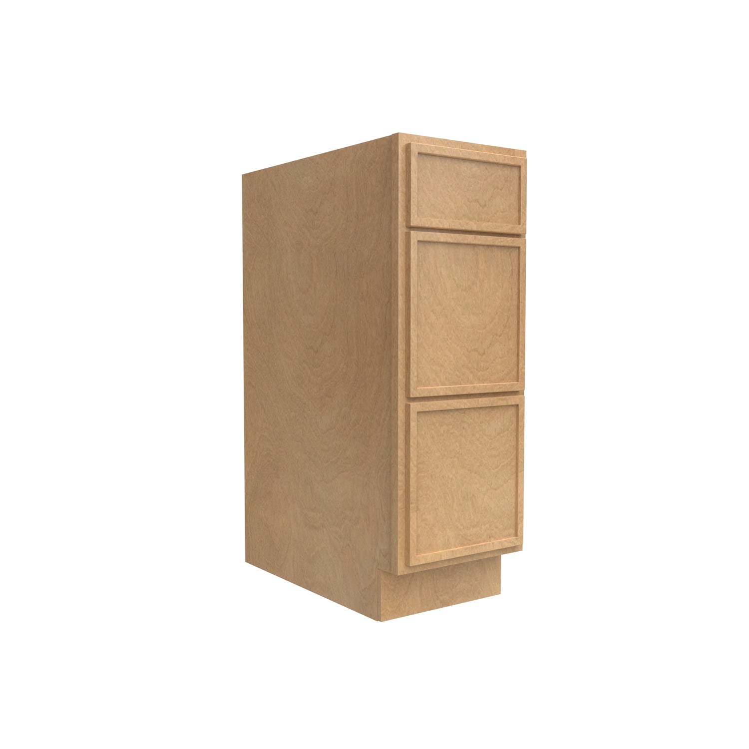 Slim Shaker Karamel - 12 Inch Three Drawer Base Cabinet - 12" Width x 34.5" Height x 24" Depth